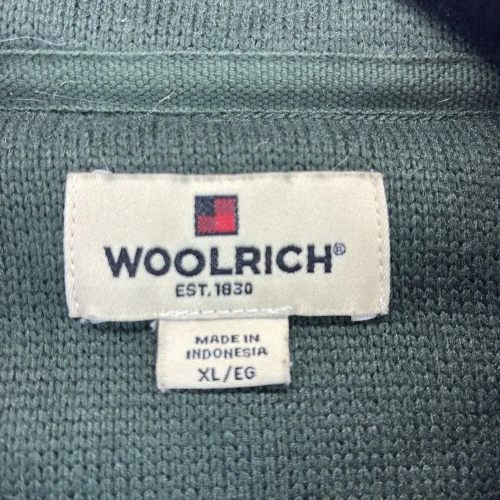 Woolrich Men’s XL Quarter Zip Sweater Fleece Pullover Green Outdoor